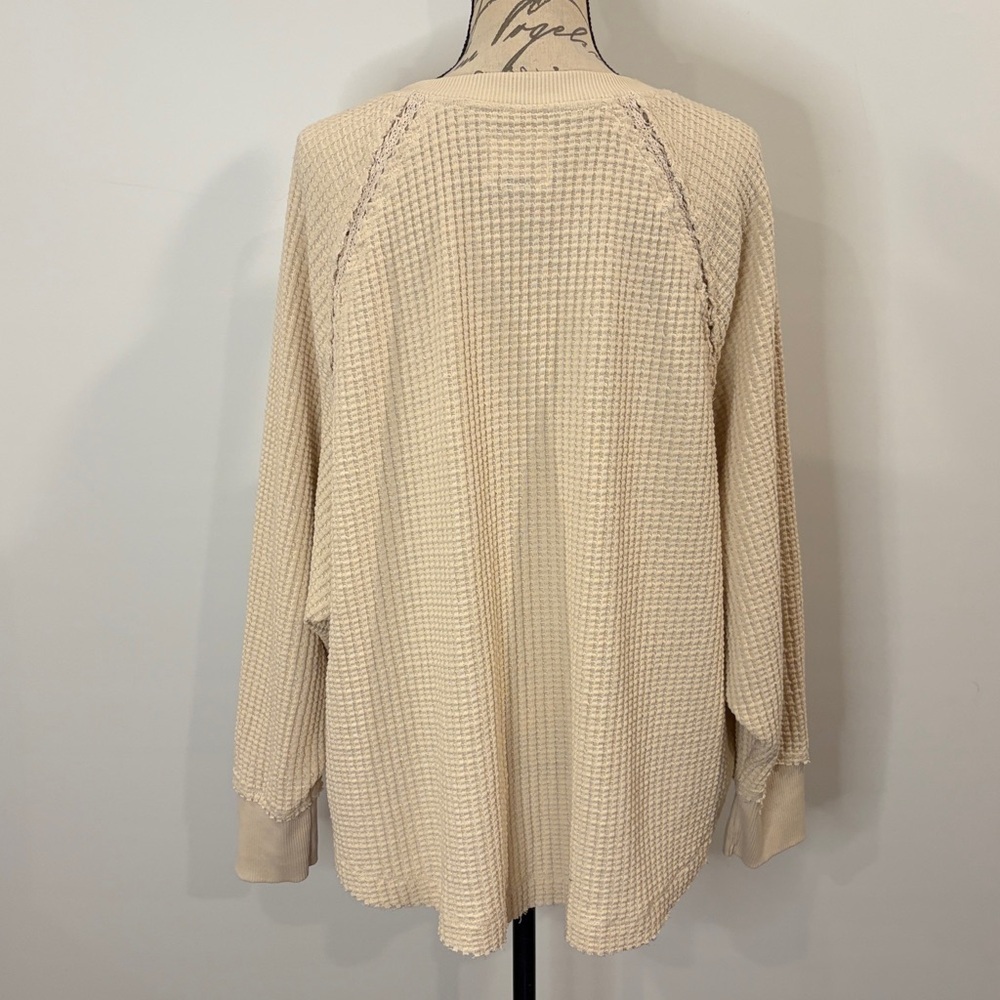 American Eagle Big Hug waffle knit notch neck oversized top sweatshirt M - Picture 5 of 12